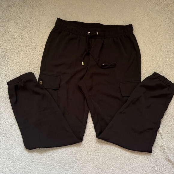 Michael Kors Jogger Pants Black Women's Medium Womens Drawstring Pockets - Picture 1 of 5